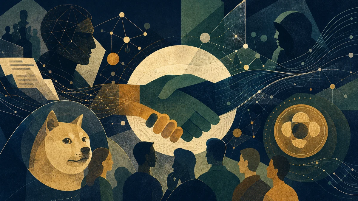 AI-generated editorial image for Trust, Memecoin Credibility and Exit Plans Dominate Debate, covering Binance client-data allegation,…