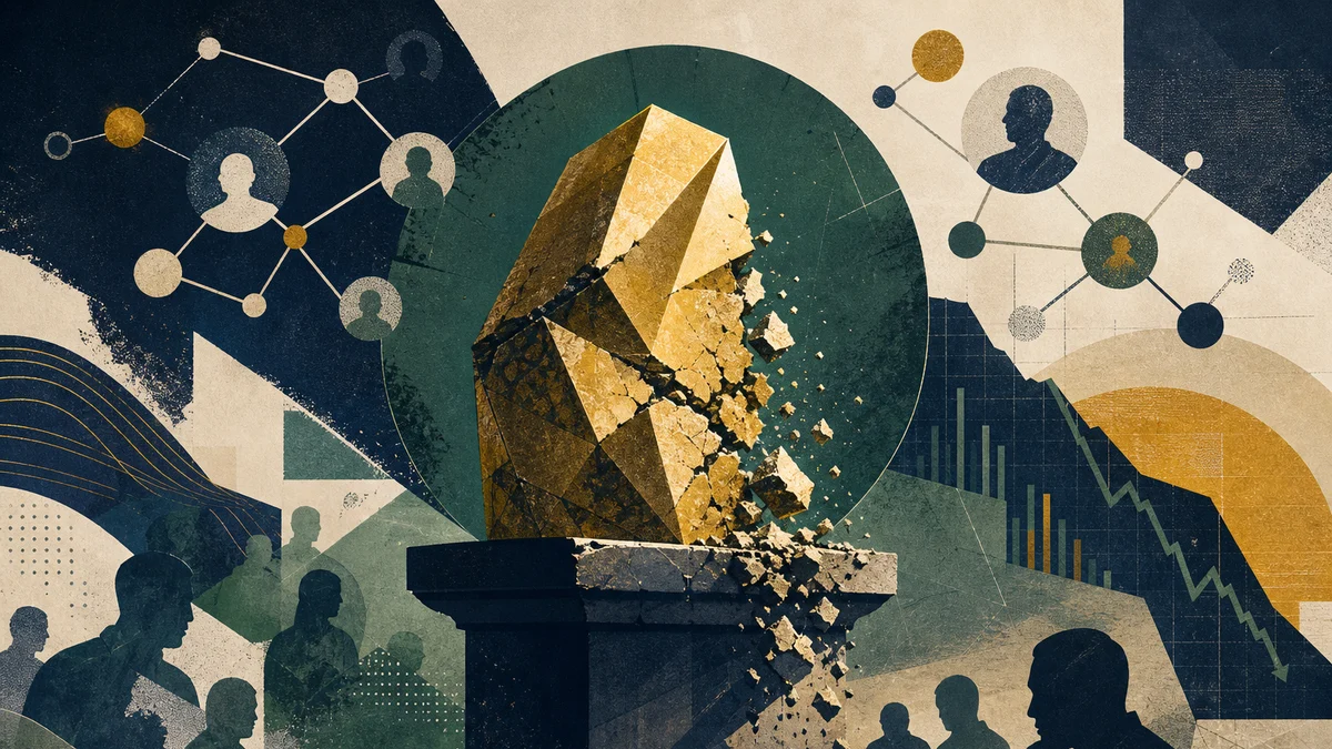 AI-generated editorial image for Rug-Pull Alarm Dominates Reddit’s Trust Debate, covering Trump Digital Gold collapse claim, suspected $330, 000…