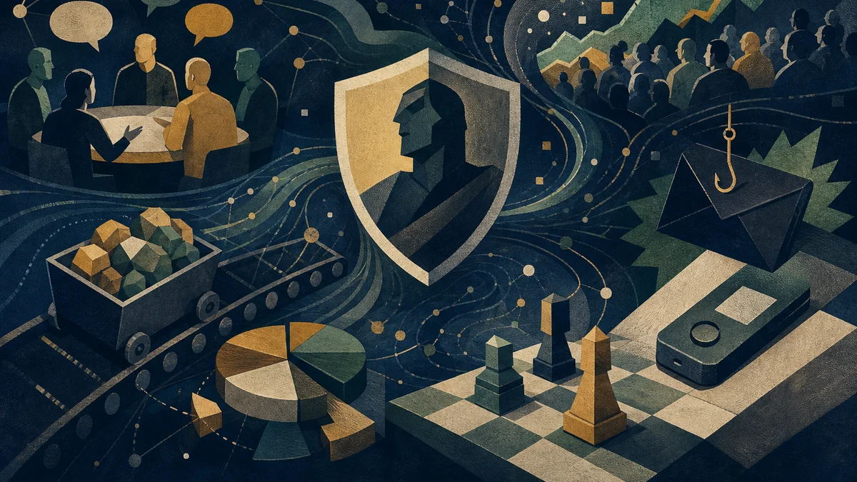 AI-generated editorial image for Zcash Governance and Wallet Security Dominate Debate, covering Zcash governance dispute, Zcash mining reward…