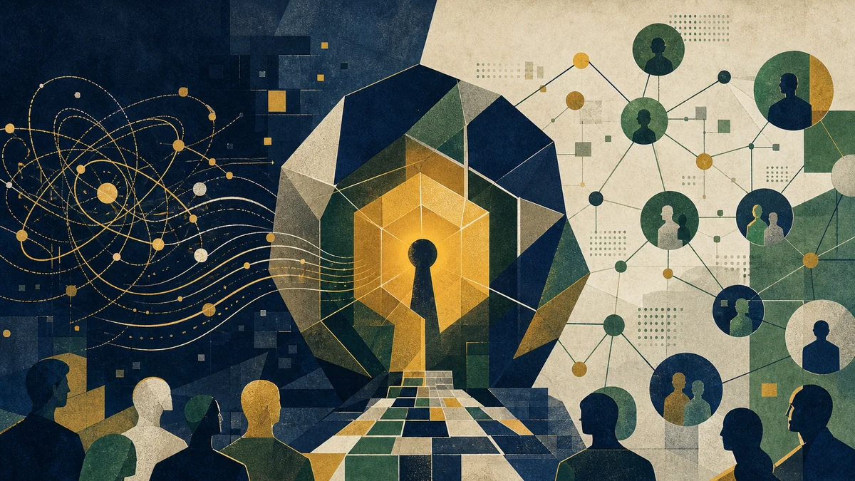 Editorial illustration for Bitcoin’s Quantum Risk Debate Gains Reddit Attention, covering Bitcoin quantum-computing risk, Quantum-resistant…